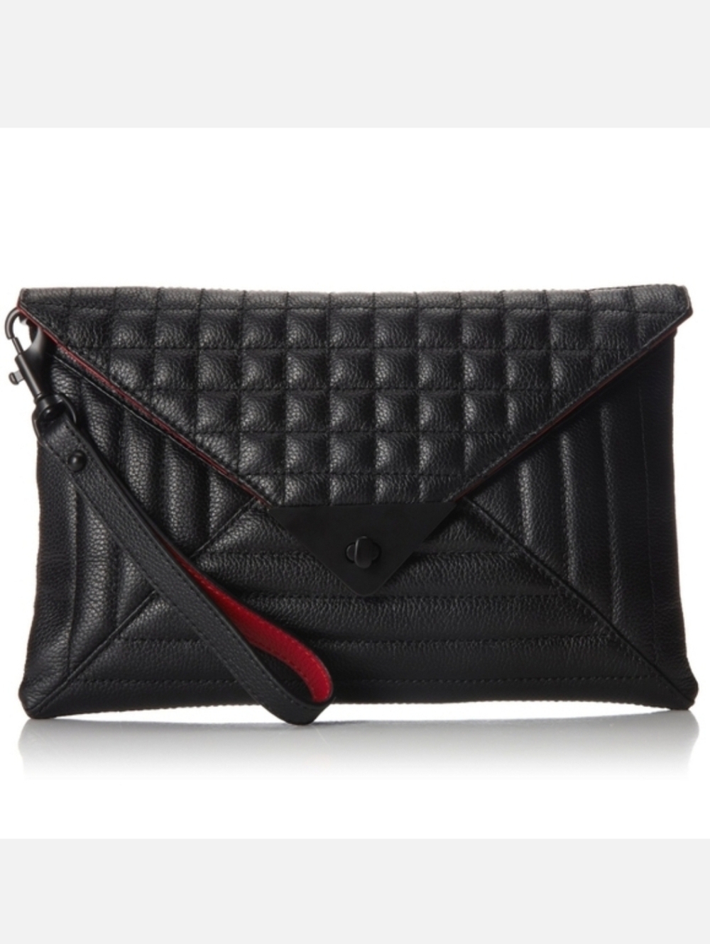 L.A.M.B. Clutch Black Leather Envelope Bag Wristlet Quilted